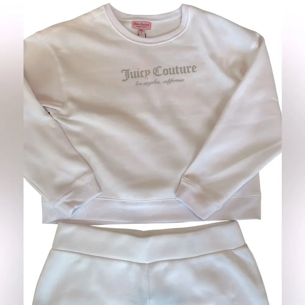 Juicy Couture Two piece fleece short set. Long sleeve with Juicy Logo